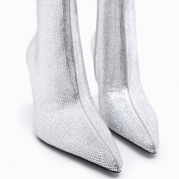 Zara Sparkly High Heel Ankle Boots - Picture 7 of 11